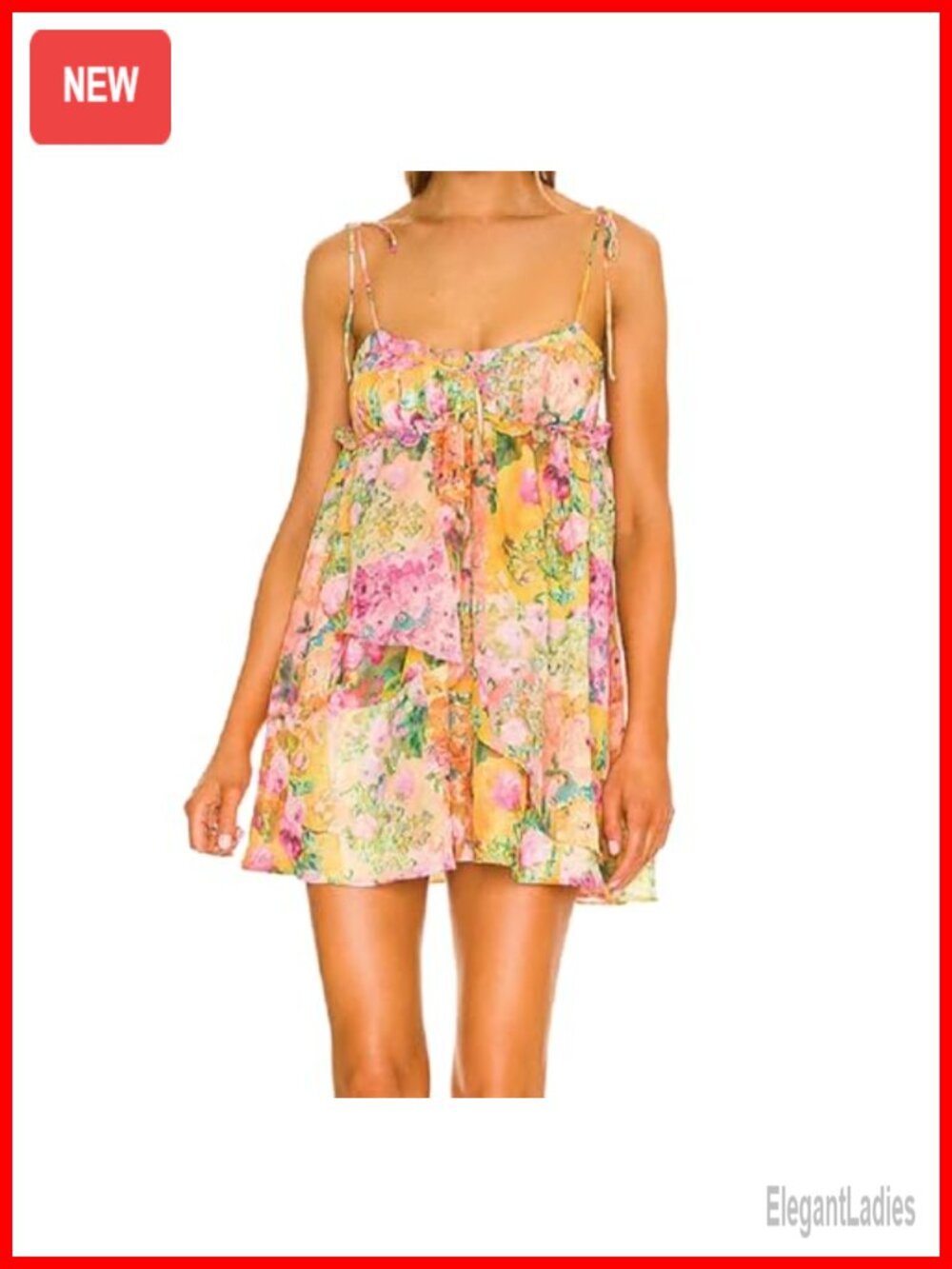Floral Boho Mini Dress Spaghetti Strap Corset Chiffon Sleeveless Women's